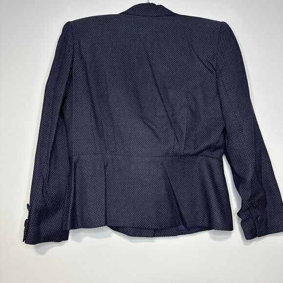 Vtg Sassco Blazer London New York Womens 12 Navy Polka Dot Office Siren Academia - Picture 5 of 10